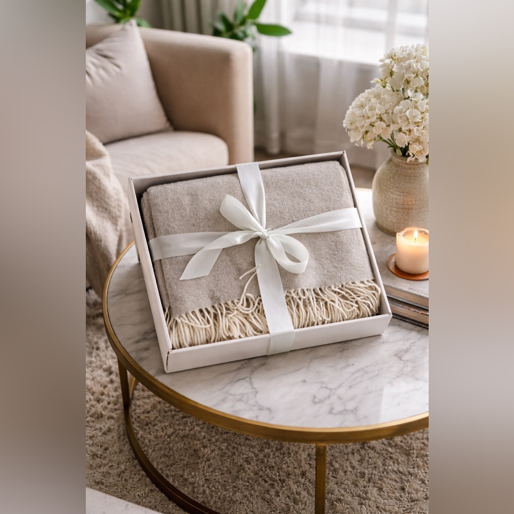 WOOLSAUR Cashmere Merino Throw Blanket w/ Fringe Cashmere Merino Superfine Gift
